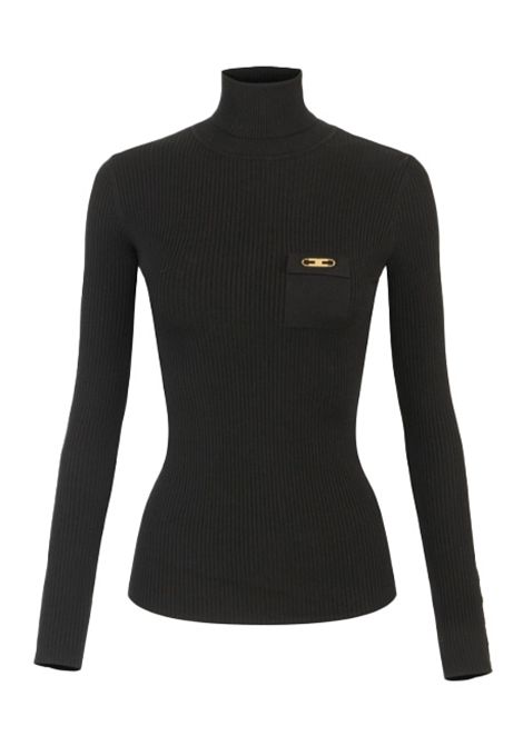 Dolcevita ELISABETTA FRANCHI donna MK11B56 Nero costine aderente logo ELISABETTA FRANCHI | Dolcevita | MK11B56110